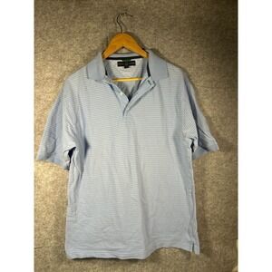Tommy Hilfiger Golf‎ Mens Polo Shirt Light Blue Stripe Short Sleeve Size M